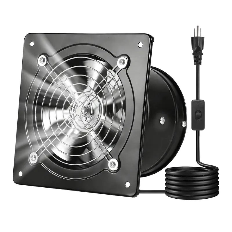 VEVOR 6 inch High Velocity Wall Mount Exhaust Fan, 308 CFM Fast Vent, Sturdy Steel Construction, Backdraft Damper Protection, On-Off Switch, 27W Low Energy Efficient, High Airflow Performance, Ideal for Garage, Workshop, Attic, Black