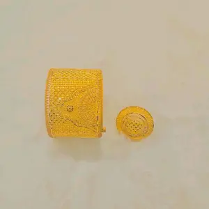 Bangles and Ring Set - Gold Color, Elegant Design, Perfect for Special Occasions
