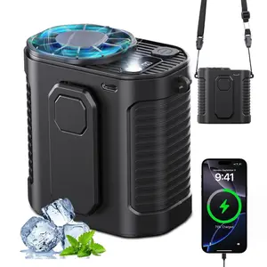 Portable Waist Fan, 1pc 10-speed Rechargeable Wearable Belt Fan with LED Light for Outdoor, Personal Cooling Device