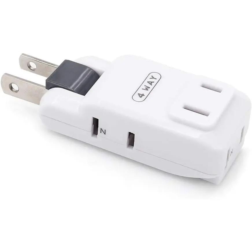 4 Outlet Wall Adapter, 2-Prong Swivel Ungrounded Indoor AC Mini Plug Wall Tap - White
