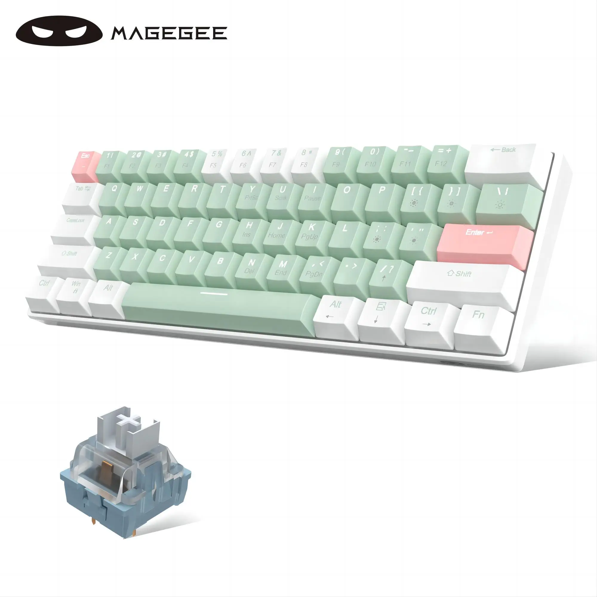 MageGee 60% Hot-Swap Mechanical Gaming Keyboard, 1 Count RGB LED Backlit 61 Keys Mini Wired Keyboard, Computer Keyboard for Win Mac PC Gamer, Keyboard