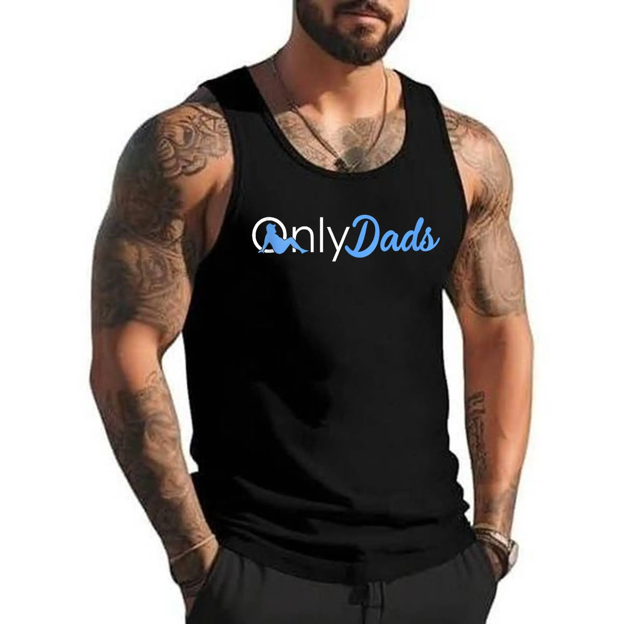 STYLE H297 Fathers Day Only Dads Funny Onlydads Papa Daddy Quote Tank Top , Unisex Cotton Sleeveless Tank Top