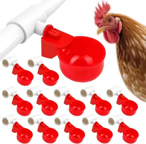 24 Pack Automatic Chicken Waterer Cups Kit, Gravity-Fed Poultry Drinker with PVC Tee Fittings for DIY 1/2" Pipe System for Chickens