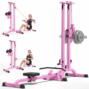 [New deals] CR63 TOUSAINS Foldable Cable Machine, 330LBS Strength, Back Exercise, LAT Tower and LAT Row Cable Machine for Home Gym Dumbbell Clamps