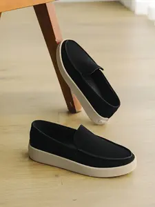 Men's Flat Loafers, Premium PU Leather Soft Comfortable, One-Click Design Easy Wear, Breathable Lining, Anti-Slip Rubber Sole, Casual All Season Walking Shoes