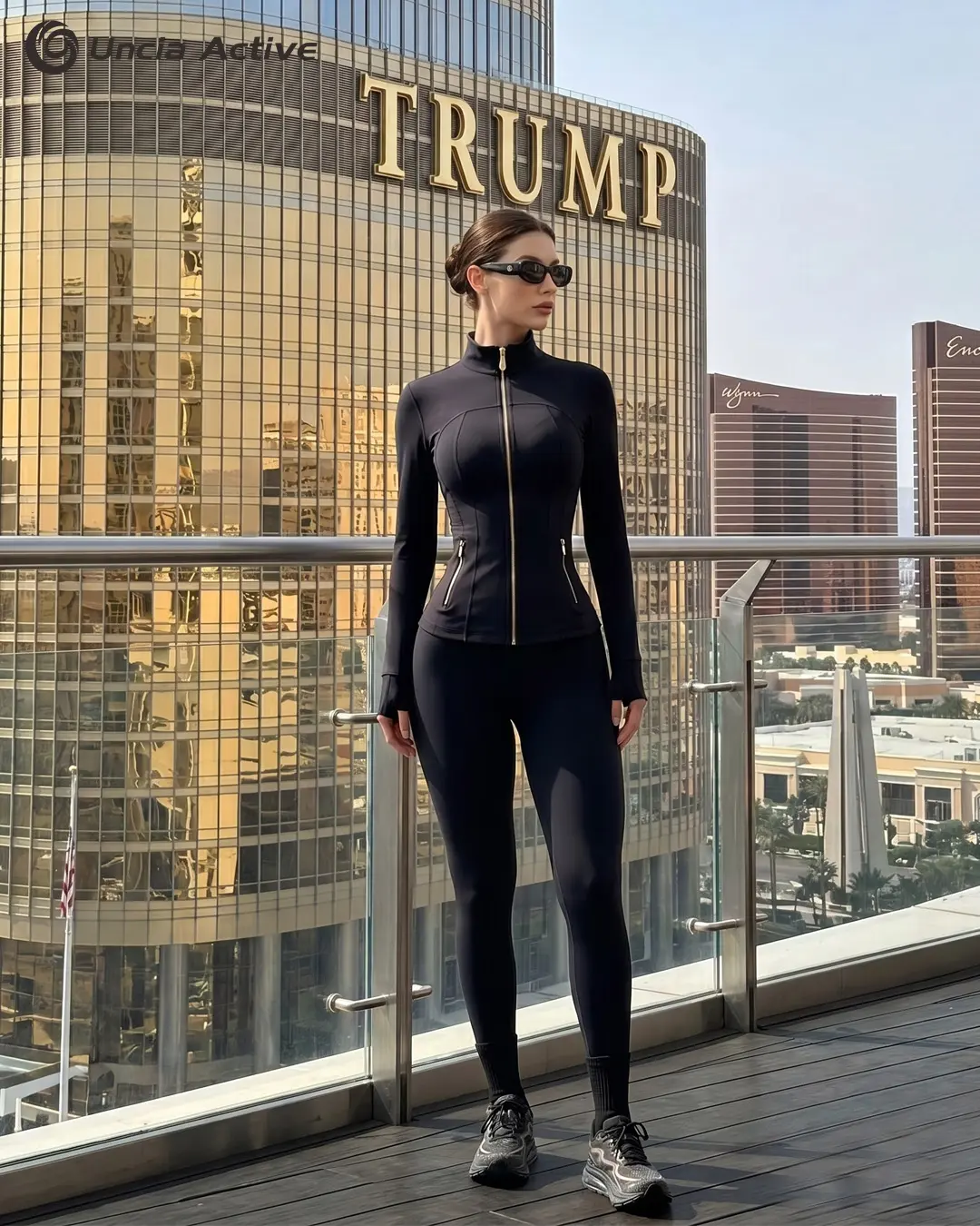 Women's 2-Piece Sports Sweat Suit - Slim-Fit Zip-Up Thumb-Hole Athletic Jacket & High-Stretch Hip-Lifting Gym Leggings
