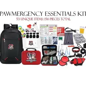 PawMergency Essentials Kit Pet First Aid Kit featuring over 53 unique items + 156 pieces including a Backpack, Life Jacket and More!!