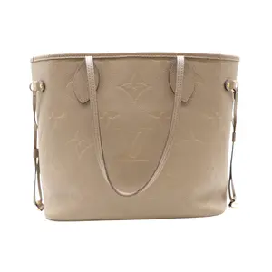 Pre-owned Louis Vuitton Leather Tote Bags Neverfull MM Monogram Empreinte Tote Bag In Taupe