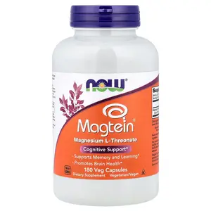 NOW Foods Magtein®, Magnesium L-Threonate, 180 Veg Capsules (48 mg per Capsule)