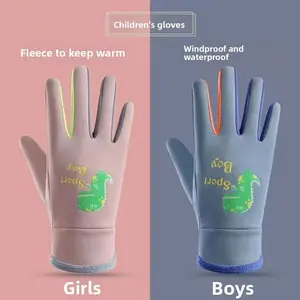 Children's waterproof gloves cartoon luminous outdoor sports velvet warm winter riding windproof waterproof boys and girls