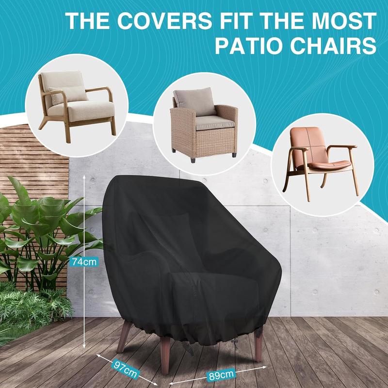 Garden Chair Covers Winterproof Outdoor Chair Covers 2 Pack, Outdoor Swivel Chair Covers Waterproof, Patio Chair Covers 420D Oxford Fabric Dustproof Patio Furniture Covers, 35"Lx38"Wx29"H
