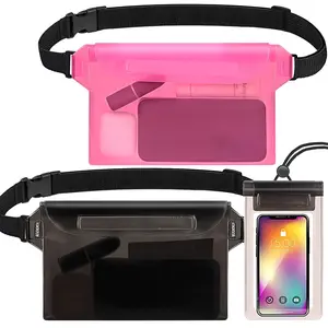 &Waterproof Fanny Pack  2pcs Touchscreen Phone Pouch Dry Bag With Adjustable Waist Strap Water Proof For Kayaking Swimming Boating Floating Beach