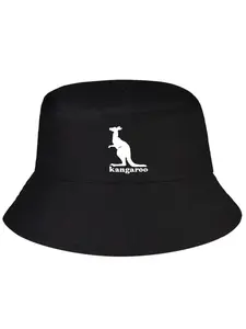 Unisex Fisherman Hat Wide-brim Stretchless Bucket Hat with Kangaroo Print Lightweight Breathable Sun Protection Cap for Beach Fishing Outdoor Activities Casual Wear Formal Occasions Durable Long-lasting Machi