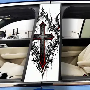Pack of 2 B-pillar crosses tattoo art stickers, waterproof, scratch-resistant, for all models - cars, for Audi, Honda, Mitsubishi, Ford, Volkswagen, BMW, Opel, Porsche, Citroen. Sedan, SUV, MPV