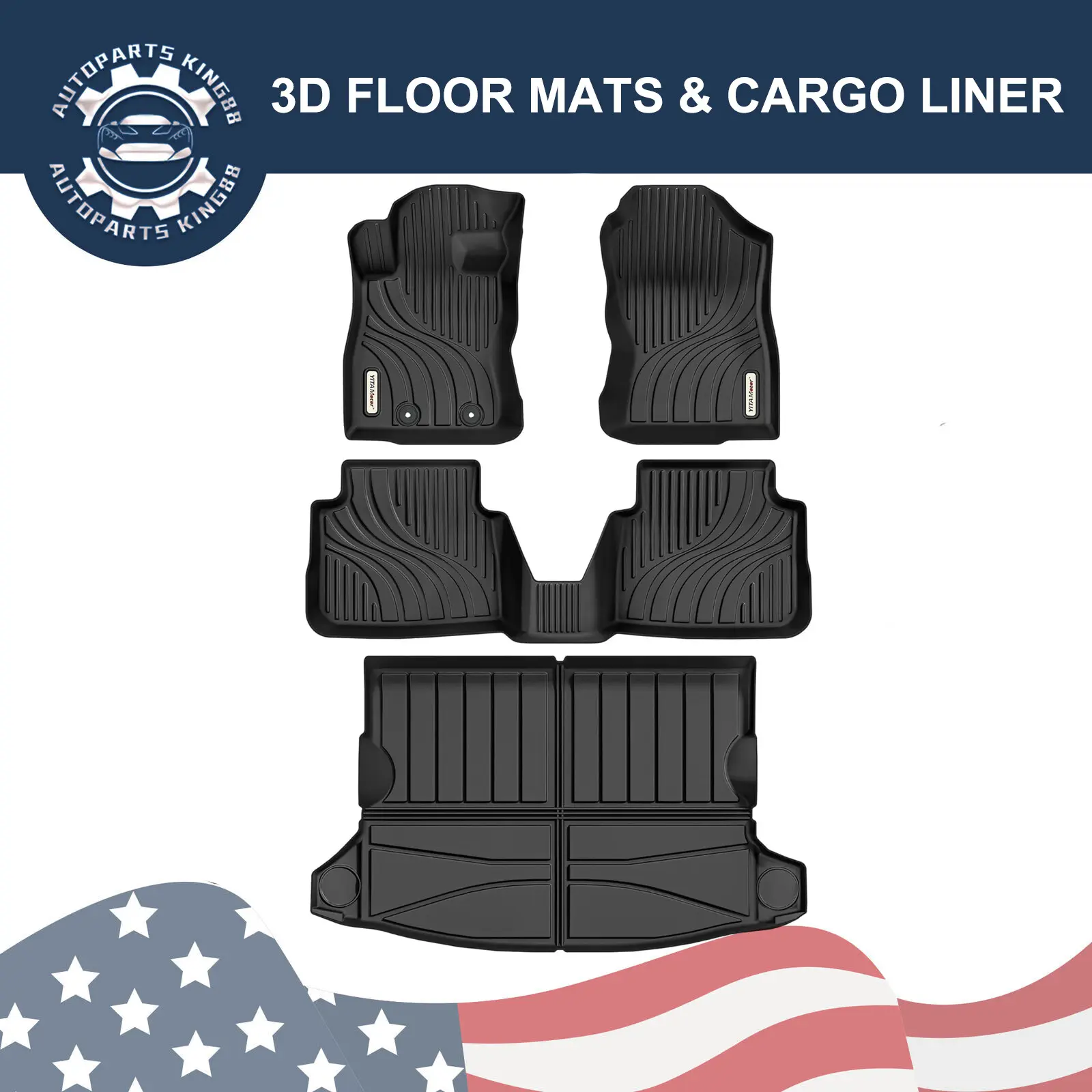 YITAMOTOR Upgraded Floor Mats & Cargo Mat Fit for 2025 2024 Subaru Crosstrek/Impreza, Custom Fit Crosstrek Floor Liners, All-Weather TPE Includes 1st, 2nd Row, and Trunk Mats