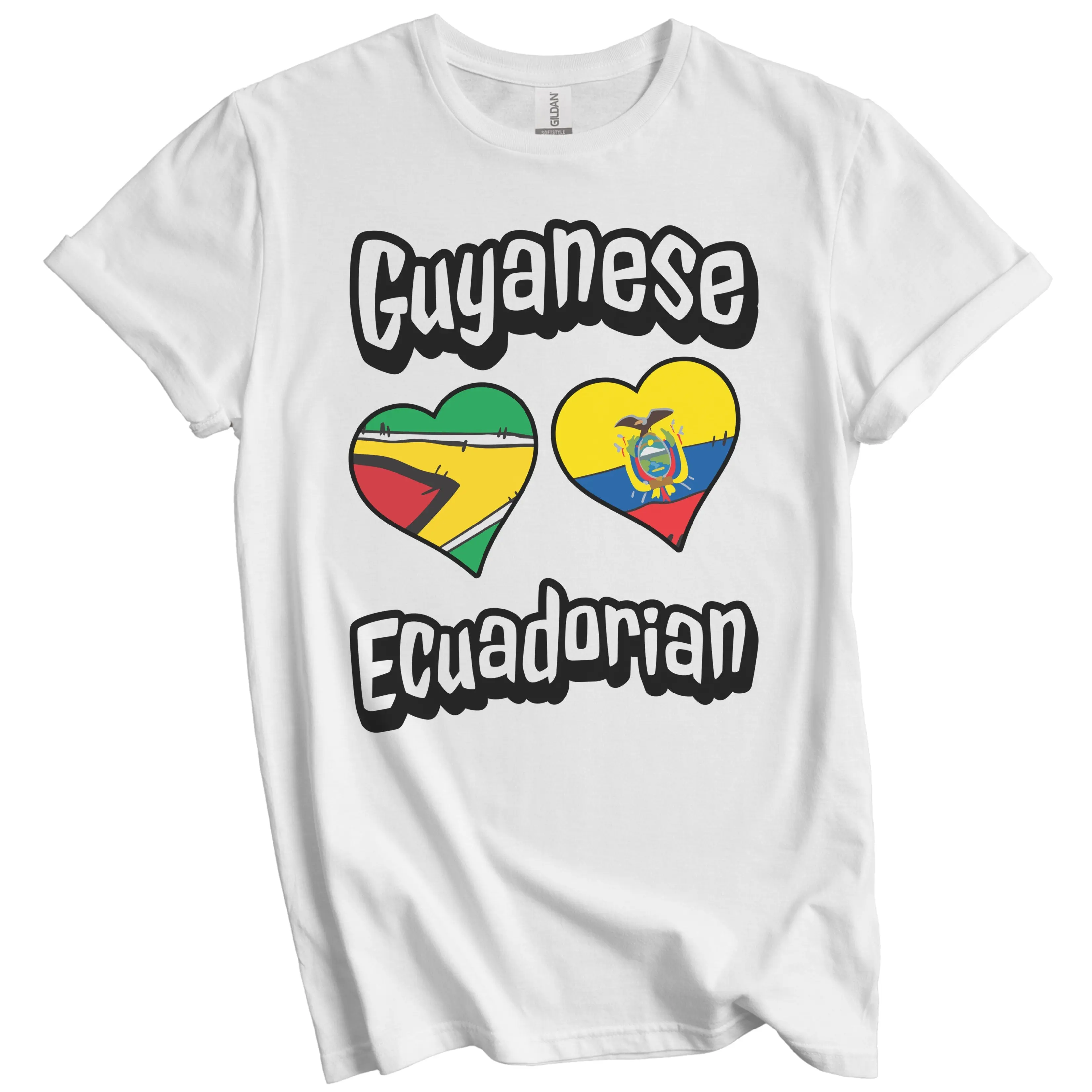 Guyanese Ecuadorian Flag Heart Combo Guyana Ecuador T-Shirt