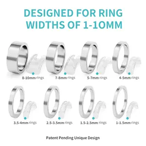 Ring Sizer Adjuster for Loose Rings, 16 Pack 8 Sizes, Ring Size Adjuster, Invisible Ring Guards for Women and Men, Ring Resizer with Measuring Tool Polishing Cloth