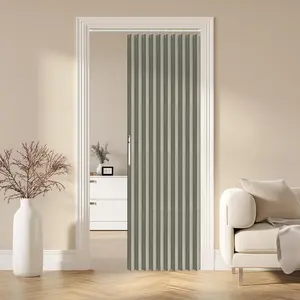 100% Blackout Accordion Door Magnetic Door Curtain Folding Closet Doors Curtain Invisible Applicable Bedroom Room Living Room Doorway (Grey 42" W x 78" L 1 Panel
