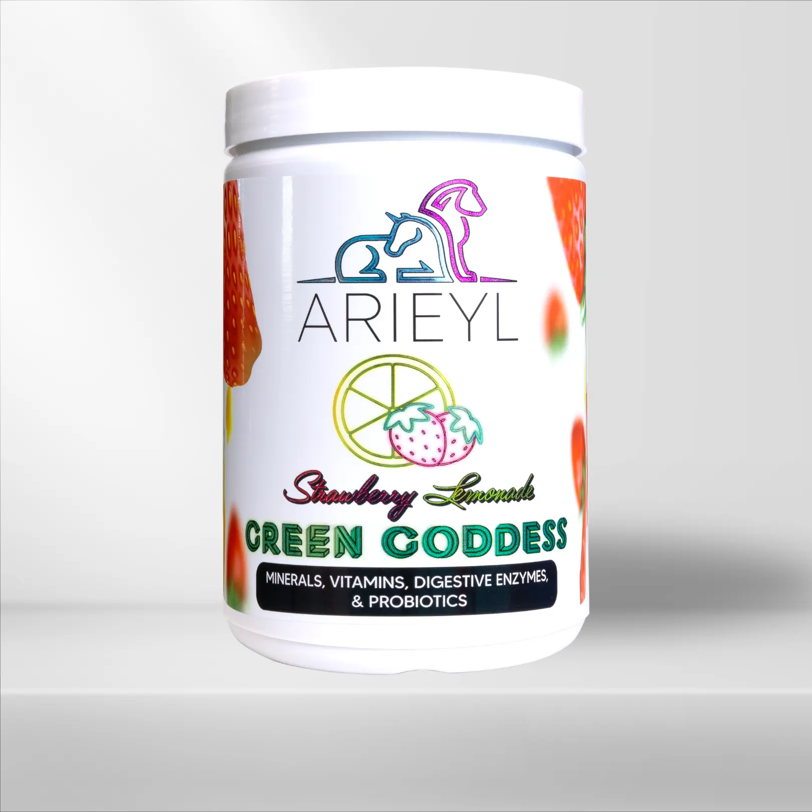 Arieyl's NEW Strawberry Lemonade Green Goddess Drink: Minerals, Vitamins, Digestive Enzymes & Probiotics Dietary
