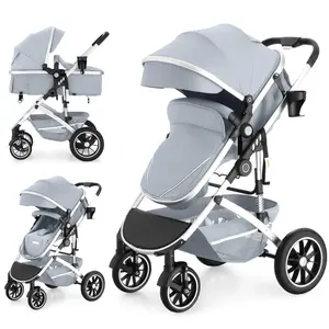 Black Friday 6-in-1 Convertible Baby Stroller with Bassinet Reversible All-in-One Pushchair Adjustable Canopy & Foldable Lightweight Frame-Infant Carrier to Toddler Travel System for 0-36 Months Grey ergonomic, Bassinetbaby, Folding Newborn Stroller, Trav