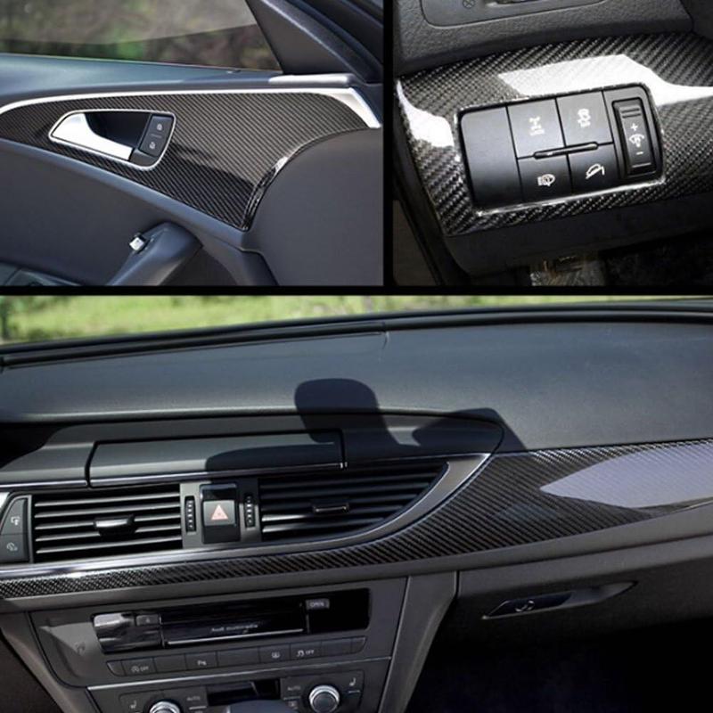 DIYAH 4D High Gloss Black Carbon Fiber Vinyl 12" x 60" / 1 FT x 5 FT Bubble Free Air Release Car Wrap Film Automotive DIY Decals with Hand Tools