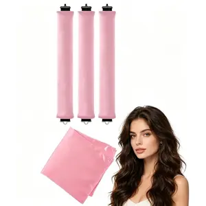 Heatless Curls Overnight Rods 3 Pcs Dry Blowout Look No Heat Hair Curlers Curling Sleep Tools Set Adults Kids Thin Thick Long Short Large Big Small Satin Velvet Soft Foam Rollers