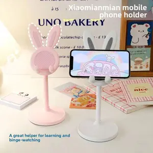 Cute small rabbit-shaped desktop phone stand, adjustable height, lazy Susan multi-functional holder for cellphone, phones and tablets, Accessories