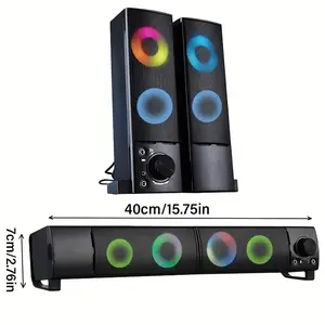 2.0 Stereo Computer Speaker with USB/3.5mm Dual Interface Gaming E-Sports Speakers, Plug and Play, Independent Volume Knob, Compatible with PC/Laptop/PS5/Mobile Phone/TV