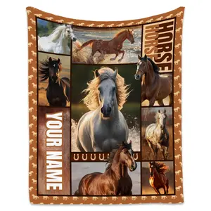 Customized horse blankets for girls. Personalized horse gifts for girls，orse throw blankets for adult women. Cowgirl blanket for room decoration.