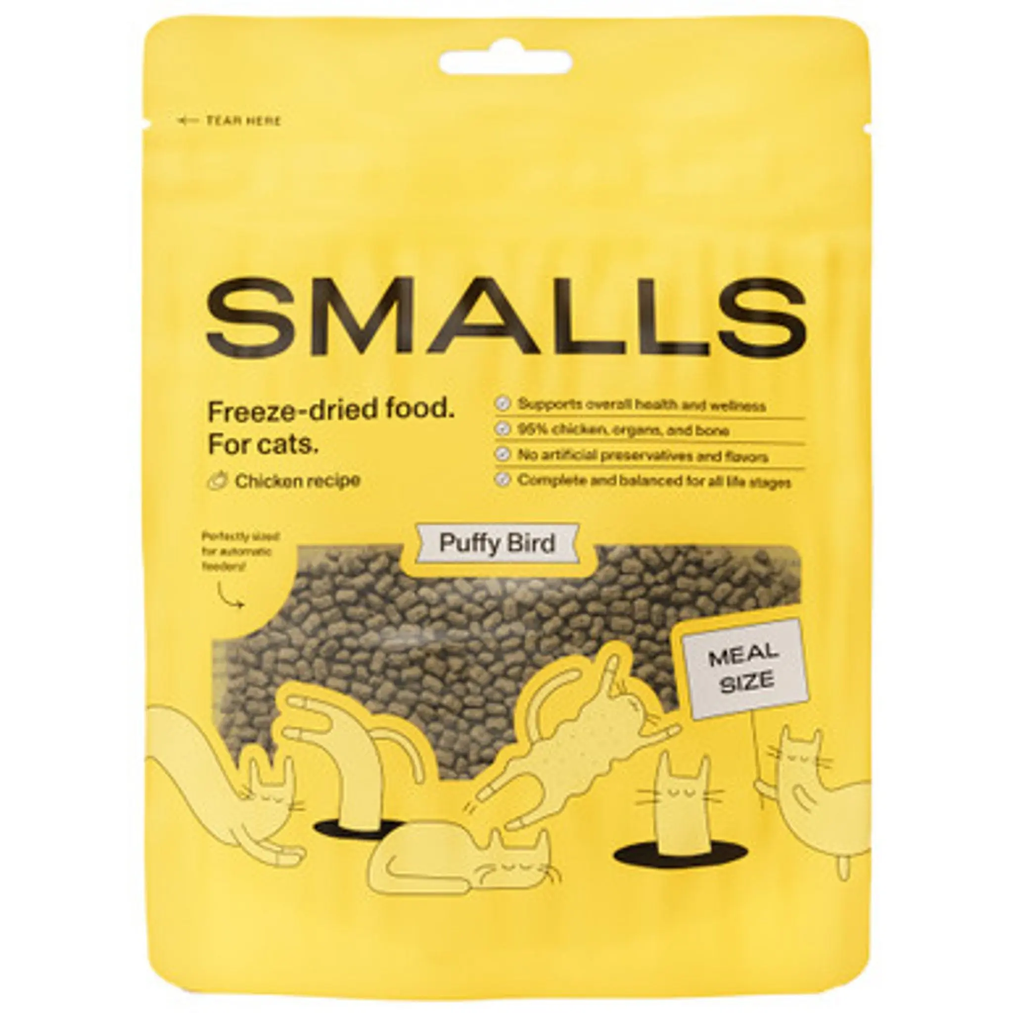 Smalls Freeze Dried Puffy Bird Cat Food – Chicken Recipe, 8 oz