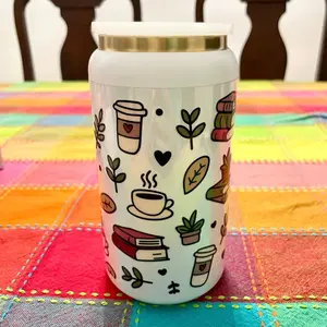 Book Lover Tumbler in Color- Festive Drinkware for the Holidays - Bottle Stainless Straw Reusable