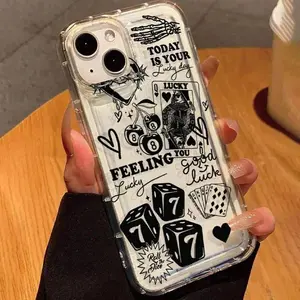 Poker Card Pattern Phone Case for iPhone 17 Promax 16 15 Plus 14 13 Pro 12 11, Drop Protection Shockproof Clear Phone Protective Cover