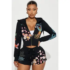 Ed Hardy Phoenix Zip Front Hoodie - Black S