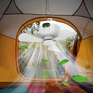 Portable Outdoor Tent Fan Light, USB Rechargeable Ceiling Fan Light with Remote Control, Suitable for Home Dormitory