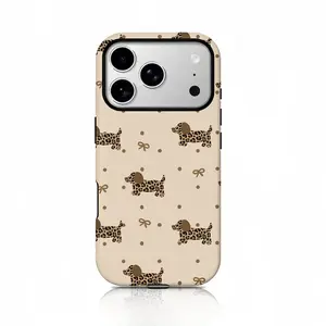 Adorable Leopard-Print Dachshund Design Phone Case With Durable Shock-Absorbing Glossy Finish Compatible With iPhone 17, 16, 15, 14, 13, 12, 11, X And Samsung Models