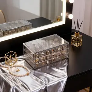 72 Grid Acrylic Jewelry Organizer, Transparent Storage Box for Earrings, Necklaces, Rings & Bracelets, Large Capacity Jewelry Storage Case, Ideal Gift for Holiday & Birthday