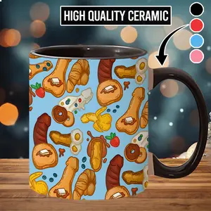 Funny Mug Phallic Breakfast Pattern Ceramic Coffee Mug  - scs11396