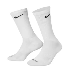 Nike Men's Everyday Plus White Crew Socks Size Large 6 Pack Dri-FIT Technology Cushioned Heel & Toe Support Winter Adult Crewsocks