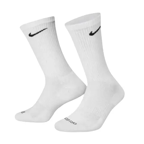 Nike Men's Dri-FIT Everyday Plus White Crew Socks (Size L, 6-Pack) - Male Crewsocks, Cotton-Nylon Synthetics, Water Absorbent, Breathable, Sweat-Wicking Athletic Socks with Knit Cushioned Heel & Toe Support, Machine Washable for Winter Sports