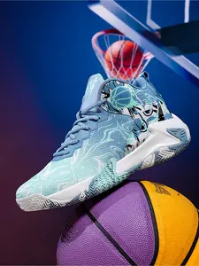 Men's Spring Basketball Shoes High Elasticity Shock Absorption, All Seasons Sporty Casual Sneakers, Size 39-45, Rubber Sole Design