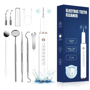 Portable Electric Tooth Cleaner, 1 Box Rechargeable Teeth Cleaner with Replacement Heads & Manual Auxiliary Cleaning Tools, Oral Care Tool for Home & Travel