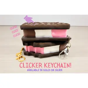 3D Printed Neapolitan Ice Cream Sandwich Clicker Keychain