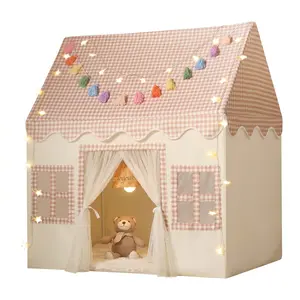 Apojungle Cozy Gingham Kids Play Tent | Dreamy Indoor Playhouse for Toddlers.Cute Kids Play Tent with Star Lights | Perfect for Cozy Bedroom Nooks