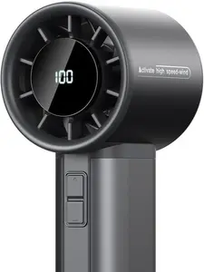 Portable Handheld Turbo Fan,Adjustable Mini Personal Fan, USB-C Rechargeable Battery Operated, Digital Display, Ultra-Quiet & Durable for Travel, Office, Gym, Outdoor (ABS Resin Exterior, Beige)