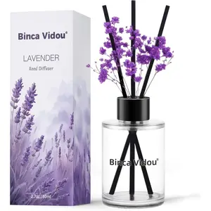 Reed Diffuser, Binca Vidou Lavender Reed Oil Diffusers Set for Office Decor Bedroom Living Room Aromatherapy for Gift Idea & Stress Relief 2.7oz(80ml)