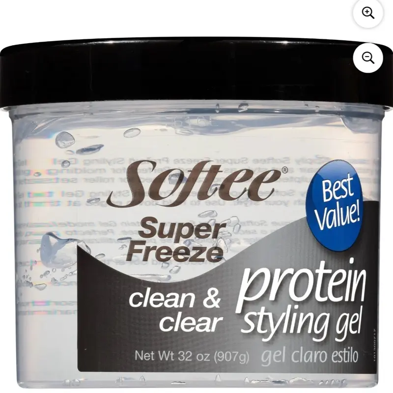 Softee Super Freeze Protein Styling Gel 32 oz. Jar, Clarifying, Strengthens Hair,  Unisex