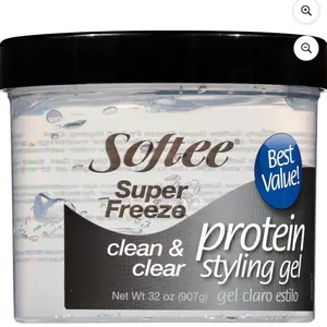 Softee Super Freeze Protein Styling Gel 32 oz. Jar, Clarifying, Strengthens Hair,  Unisex