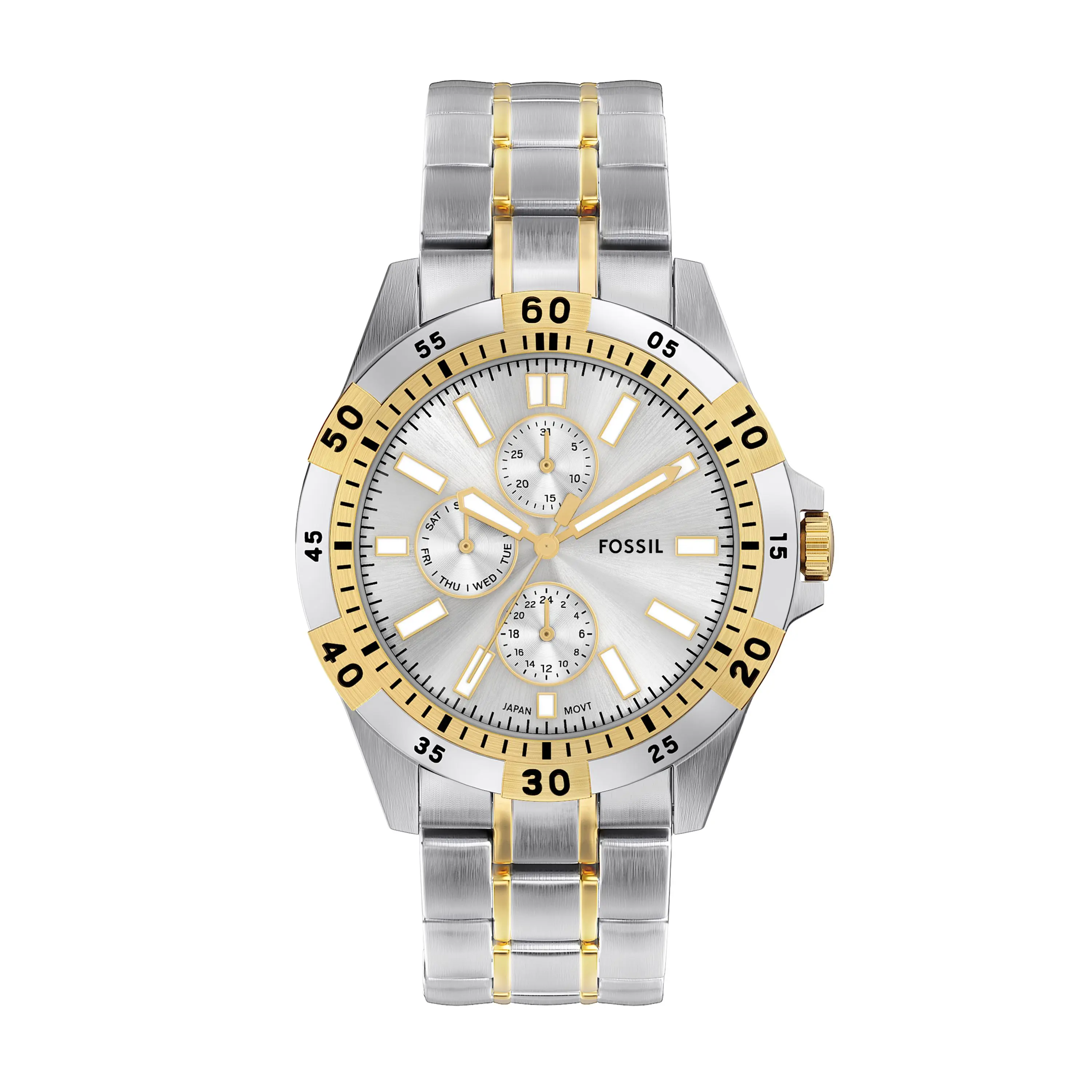 Fossil Men's Garrett 44mm Multifunction Two-Tone Stainless Steel Watch Fossil Men's Garrett 44mm Multifunction Two-Tone Stainless Steel Watch