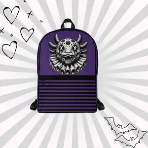 DreamSage Purple Gothic Axolotl Backpack - 100% Polyester, Water-Resistant, 4 Gallons Capacity, Zipper Closure, Large Inside Pocket for Laptop, Silky Lining, Padded Straps