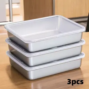 316 Stainless Steel (3-Piece) Rectangular Meal Prep Containers, Eco-Friendly, Durable, and Leakproof Food Savers